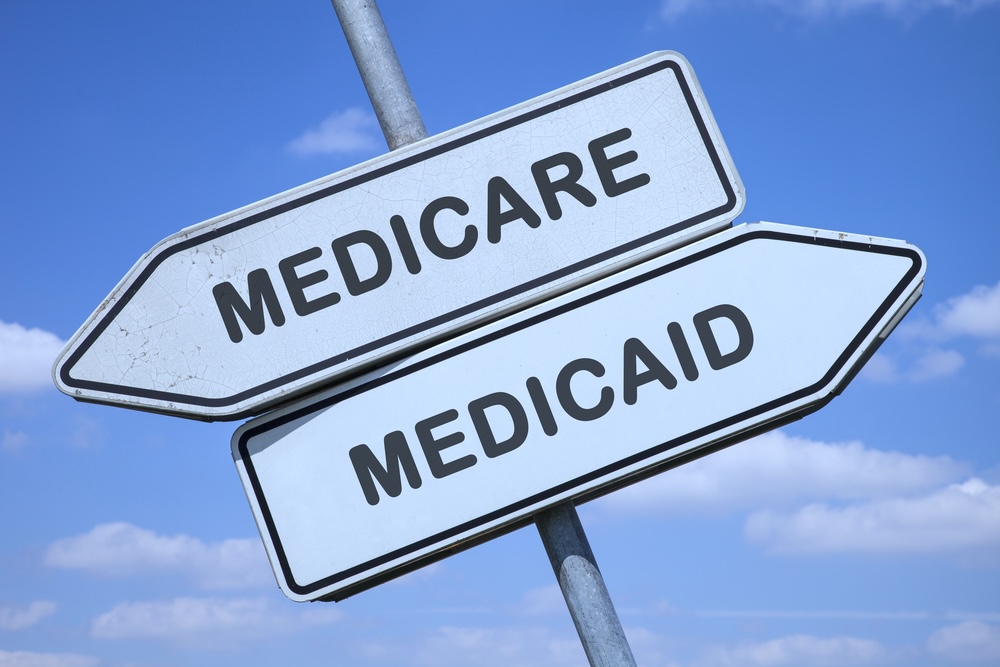 Arrows indicating Medicare and Medicaid Coverage for skilled nursing facilities in Texas